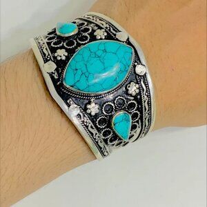 Single Vintage Handmade Adjustable Cuff Bracelet, Tribal Cuff Bracelet